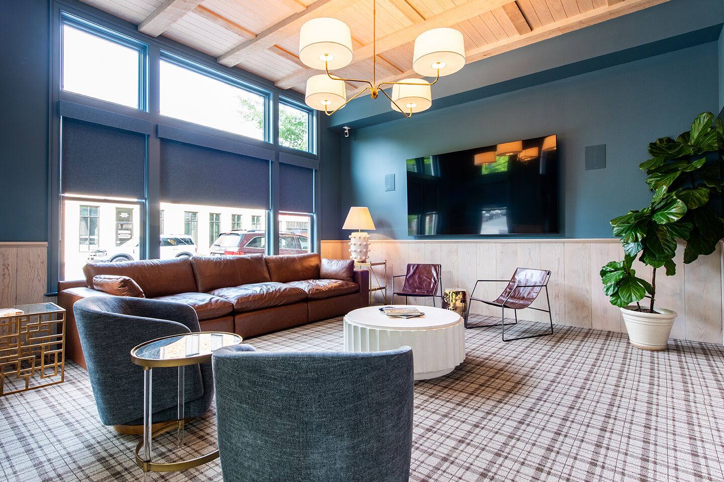 Lounge area with TVs and comfortable seating