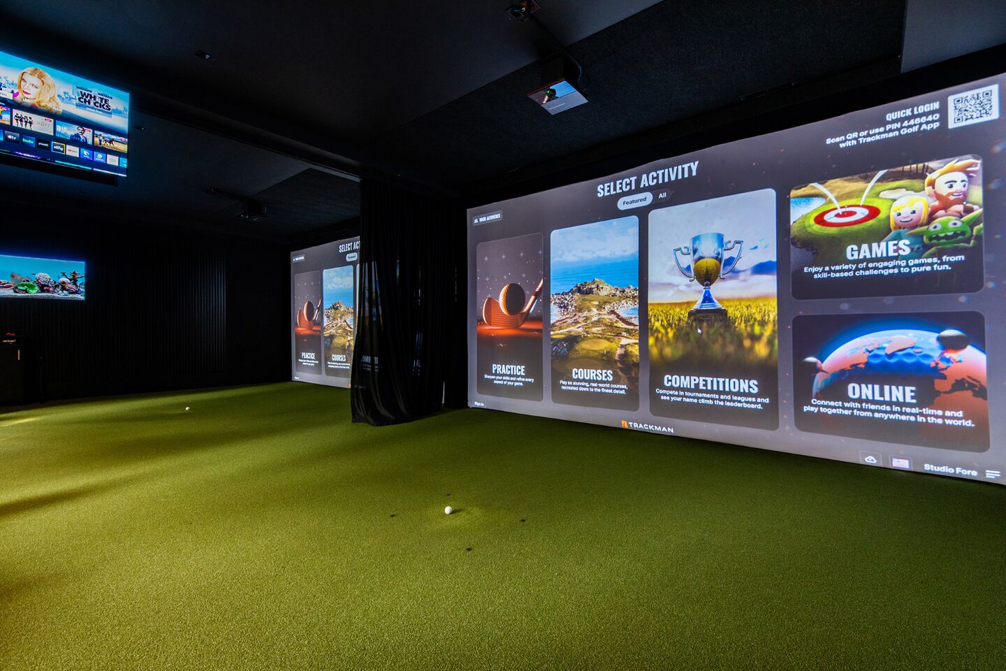 TrackMan golf simulator bay