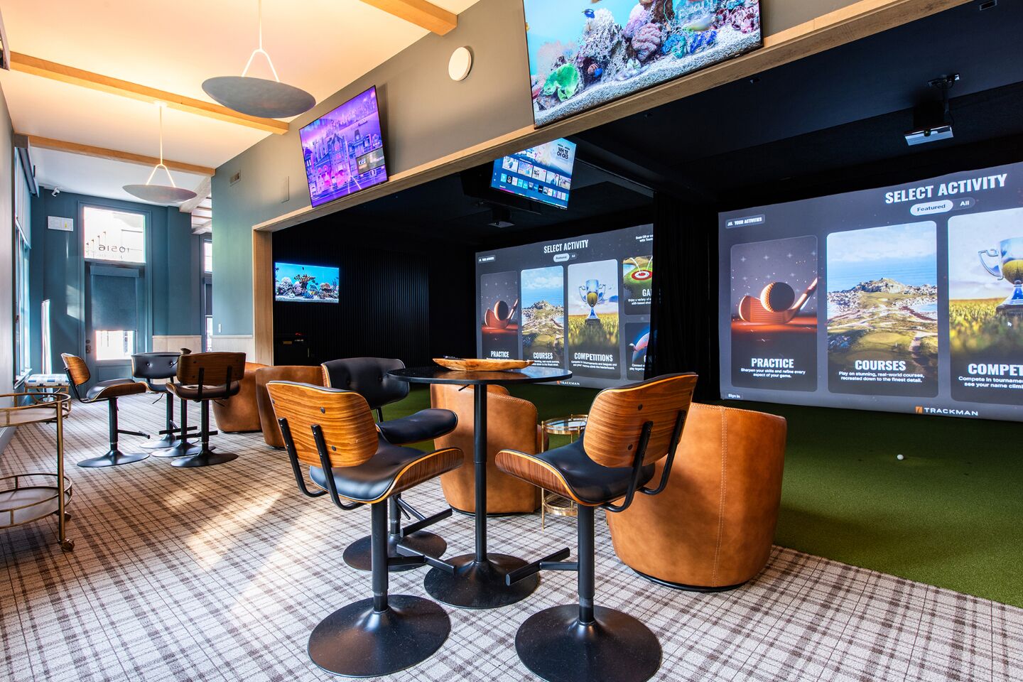 Golf simulator lounge seating